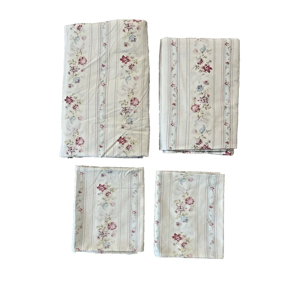 Vtg Ralph Lauren Josie Floral FULL 4 Pc Sheet Set Fitted Flat 2 Stnd Pillowcases
